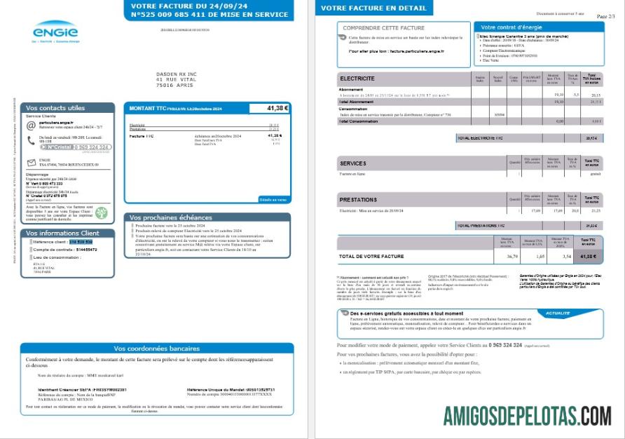 em branco REINO UNIDO ENGIE Business Utility Bill Modelo Word e PDF 1 2